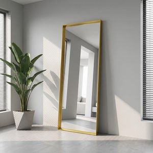 Specchio da Terra Rettangolare a Figura Intera 22x65 Pollici, Montabile a Parete con Cornice Oro Profondo, Design Minimalista Fatto a Mano - Product Image 4