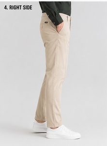 Pantalones Casuales Ligeros de Lona para Hombre, Corte Recto, Color Caqui, Bolsillos Laterales, Cierre de Botón, Cintura Media, Antiarrugas, Estilo Veraniego, de Secado Rápido - Product Image 3