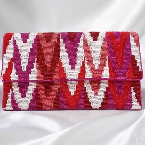 Hot Selling Chevron Glass Beaded Clutch for Women Elegant Handmade Evening Bag Stylish Designer Handbag For Party & Wedding - Product Image 1