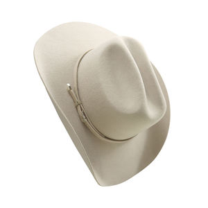 Sombrero de Vaquero Occidental Unisex de Fieltro de Lana 100% Personalizado al por Mayor con Borde Ancho y Banda de Cuero Puro, Sombrero de Vaquero Blanco - Product Image 2