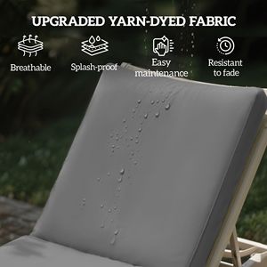 Cuscini per sedie da giardino grigi in 2 pezzi con schienale, cuscini di ricambio premium per esterni per sedia a sdraio - Product Image 4
