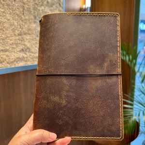 Classic Genuine Leather Smell Proof Heavy Duty Protection <b>A5</b> Refillable Notebook Cover Case for Daily Writing LNBC-0044 - Product Image 4