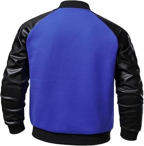 High Quality Men's Varsity Jackets Thin <b>Stand</b> Collar Light <b>Weight</b> Winter Wool Body Leather Sleeve Best Design Plain Fabric Front - Product Image 3