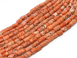 Italian Red Coral Tube Beads 8 Inch Strand 9-10mm Smooth <b>Drum</b> Cylinders 100% Natural Stone for Jewelry Making - Product Image 5