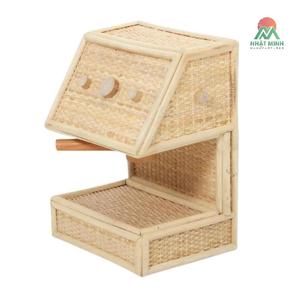 Nhat Minh Rattan Kids Toy Coffee Machine <b>Set</b> Rustic Eco-Friendly Design for Children's Kitchen Role Play - Product Image 1