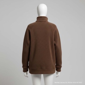 Sweat-shirt oversize en molleton de coton épais 500 g/m² pour femme, marron uni, anti-rétrécissement, streetwear haut de gamme, hiver, OEM - Product Image 2