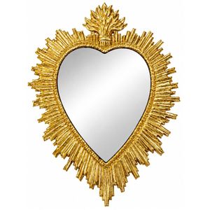 Espejo de Pared Vintage con Corazón Sagrado Dorado, Espejo de Corazón Flameado Barroco, Espejo Decorativo Barroco para Colgar en la Pared, Estilo Antiguo - Product Image 3