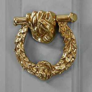 Battant de porte en laiton jaune vif, finition laiton antique, pour portes vintage, battant de porte en laiton design moderne - Product Image 3