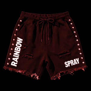 <b>Men</b> <b>Studded</b> Cotton Streetwear Shorts 220GSM High Street Elastic Waist Custom Logo Breathable Quick Dry Casual Shorts - Product Image 4