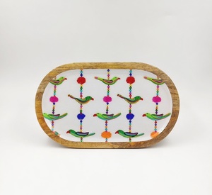 Premium Quality Wooden Serving <b>Tray</b> Platter With Resin Stripes Design Personalized For Restaurants <b>Breakfast</b> Dry fruits <b>tray</b> - Product Image 4