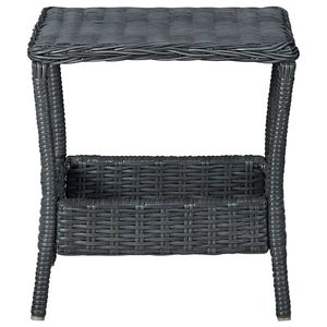 Mesa de Jardín de Ratán PE Gris Oscuro con Acero con Recubrimiento en Polvo y Tablero de PP, Mesas para Exteriores - Product Image 2