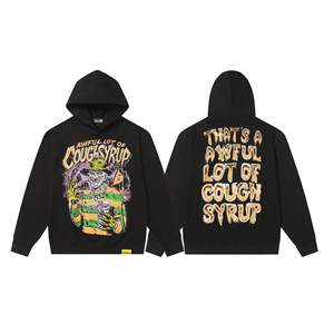 Sweat à capuche doublé en tricot d'hiver 100% coton, style streetwear, avec imprimé hip-hop, motif dessin animé, fabrication sur mesure - Product Image 5