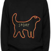 Pull tricoté personnalisé OEM/ODM en coton 100% noir pour homme, à rayures, col rond, manches longues, anti-boulochage, idéal pour l'hiver