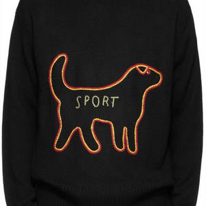Pull-over personnalisé OEM/ODM en coton tricoté 100% noir, col rond, manches longues, anti-boulochage, respirant, collection automne - Product Image 4