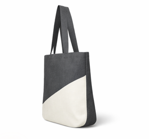 Custom Logo 100% Cotton Tote <b>Bag</b> <b>Long</b> Handle Zipper Closure Large Size Two-Tone Design Daily Use - Product Image 2