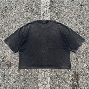 เสื้อยืดโอเวอร์ไซส์ทรงครอป แขนสั้น คอกลม ลายปักตัวอักษร สไตล์สตรีท ลุคทำสีซีด เสื้อครอปผู้ชาย - Product Image 3