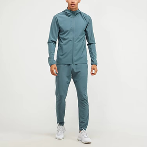 Conjunto de Chaqueta Cortavientos con Logotipo Personalizado al por Mayor para Hombre, Traje Deportivo de Otoño con Patrón Sólido, Resistente al Viento - Product Image 1