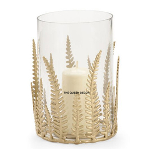 Porte-bougies en verre transparent en forme de feuille, en aluminium doré classique, vaisselle religieuse, décoration de la maison - Product Image 6