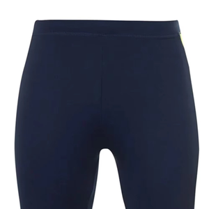 Leggings de compression intégrale pour homme, bleu marine avec bordure jaune, taille élastique, en Spandex et Nylon, motif uni - Product Image 5