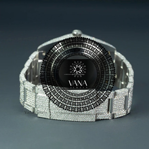 นาฬิกาข้อมือผู้ชาย VANA JEWELS หน้าปัดกลมประดับเพชรเต็มหน้าปัด ตัวเรือนสแตนเลสสตีล ระบบอนาล็อก กลไกอัตโนมัติ ดีไซน์หรูหรา แฟชั่นฮิปฮอป - Product Image 2