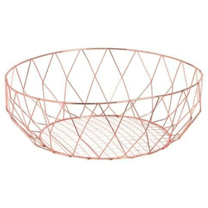 Modern Rose <b>Gold</b> Metal Wire Fruit <b>Basket</b> Creative Hollow <b>Storage</b> Bowl for Kitchen Countertop Decorative Geometric Centerpiece - Product Image 1