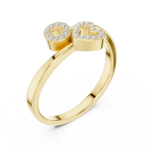 Bagues en or massif 14 carats pour femme, forme cœur dynamique, diamant taille ronde minimaliste, pour cadeau, fiançailles, anniversaire, mariage - Product Image 3