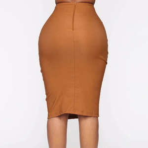 Falda Midi de Punto para Oficina, Talla Grande para Mujer, Diseño Envolvente hasta la Rodilla, Transpirable, con Volantes, para Otoño - Product Image 2