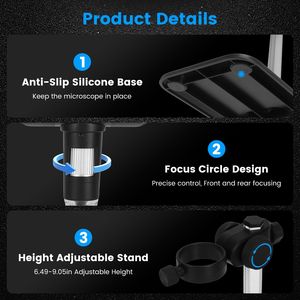 4.3 Inch LCD Digital <b>Microscope</b> with 1000X 1080P Photo Video Error Coin Magnifier 8 Dimmable LED Lights PC Views Compatibility - Product Image 6