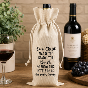 Sac à bouteille en coton premium avec cordon de serrage |   Sac cadeau réutilisable pour bouteilles de vin, bouteilles d'eau, bouteilles en verre, pour le voyage, le rangement et les cadeaux - Product Image 1