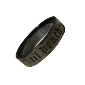 Anillo de Plata con Esmalte Dorado 'Hasta la Muerte', Anillo de Promesa para Aniversario de Bodas, Engaste Invisible, Clásico, Apilable, Gran Venta - Product Image 1