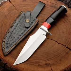 Couteaux de chasse faits à la main en gros, très demandés, en acier au carbone, lame fixe, manche en bois, pour survie en extérieur et camping, avec étui - Product Image 2