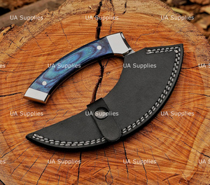 มีดเชฟมืออาชีพ UA Supplies Damascus Steel Alaskan Ulu  ด้ามไม้เคลือบซาติน ขนาด 6-7.9 นิ้ว ผลิตด้วยมือ เป็นมิตรกับสิ่งแวดล้อม ใช้งานได้ทั้งมือซ้ายและขวา - Product Image 6