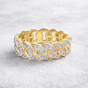 Anillo de Hombre de Oro Amarillo Sólido de 14K con Diamante Natural de Corte Brillante de 7MM, Estilo Cubano Hiphop, Anillo de Compromiso o Boda de 0.72 Ct - Product Image 1