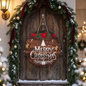 Welcome To Our Home Metal Hanging Sign Wreath Cute Winter Snowmen Couple With Snowflakes Perfect <b>Front</b> <b>Door</b> Christmas <b>Decoration</b> - Product Image 6