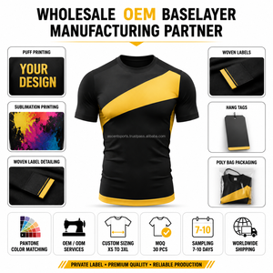 Custom <b>Men</b> Muscle Fit Short Sleeve <b>Compression</b> Top OEM Base Layer Training <b>Shirt</b> Breathable Quick Dry Fabric - Product Image 2