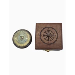 Customizable Antique Brass Sundial <b>Clock</b> With Embossed Wood Box London 1895 <b>Gold</b> Plated Circular Design Vintage Nautical Compass - Product Image 3
