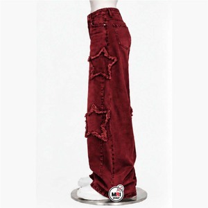 Pantalones Vaqueros Anchos de Cintura Alta para Hombre, Transpirables, con Estrellas Desgastadas, Estilo Urbano, de Algodón, con Bolsillos Laterales, Venta al Por Mayor - Product Image 4