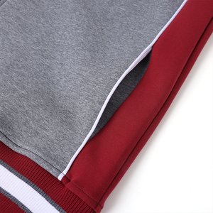 Ensemble de survêtement décontracté gris chiné imprimé, deux pièces : veste zippée et pantalon de jogging en mélange de coton premium, style universitaire streetwear - Product Image 3