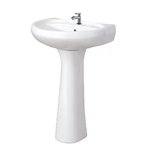 Lavabo de cerámica con Pedestal para baño, lavabo de pie - Product Image 1