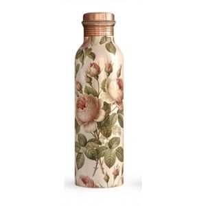Handmade Pure Copper Water <b>Bottle</b> Vintage Artistic Floral Printed Leak Proof Ayurvedic Health Drinkware For Corporate Gifts - Product Image 3