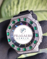 Pragalbh Jewels Luxus Iced Out Diamant-Uhrenlünette Moissanit Hip-Hop-Uhr Edelstahl Gummiarmband