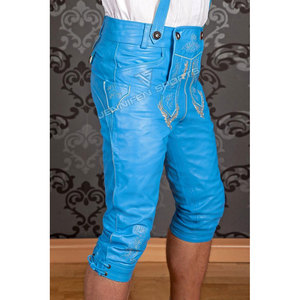 Lederhosen authentiques bavaroises en cuir de vache véritable, longueur genou, pour hommes, tenue traditionnelle allemande haut de gamme pour l'Oktoberfest. - Product Image 4