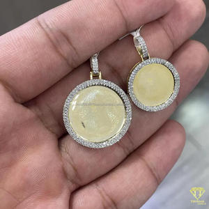 Luxury Custom Photo Circle Pendant <b>Necklace</b> Lab Grown Diamond Streetwear Fashion Jewelry Piece - Product Image 3