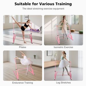 Barra da Balletto in Legno Massello Rosa da 3,5 Piedi, Altezza Regolabile 31,5-39,5 Pollici per Pratica di Danza - Product Image 5