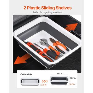 Cassetta Portautensili in Alluminio Resistente per Camion, con Placcatura Striata, Ripiano Scorrevole, Maniglia Laterale e Chiavi di Blocco per la Conservazione degli Attrezzi - Product Image 3