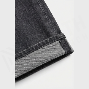 Jean en denim coupe droite délavé foncé pour homme, taille haute, coupe classique, en coton, style décontracté, pantalon d'automne - Product Image 6