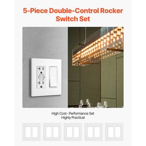 Placche decorative per interruttori a bilanciere a 2 pulsanti, dimensioni standard, in policarbonato infrangibile - Product Image 2