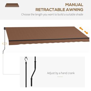 Toldo Retráctil de 16 Pies x 10 Pies, 280 g/m², Resistente a los Rayos UV, Protección Solar, Marrón, Brazos Plegables, Resistente al Viento, para Terraza, Balcón, Patio - Product Image 4