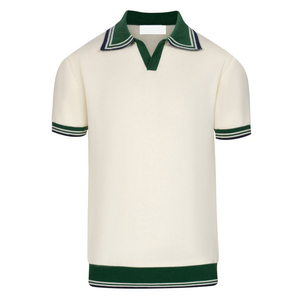 Camiseta de Punto Vintage Personalizada para Hombre, Cuello Redondo, Manga Corta, Corte Ajustado Retro, Viscosa/Poliéster, con Bolsillo - Product Image 1
