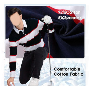 Chemise polo à manches longues en jersey rayé à blocs de couleur en coton de haute qualité avec logo brodé personnalisé, chemise de rugby tricotée pour hommes, vêtements de sport - Product Image 5